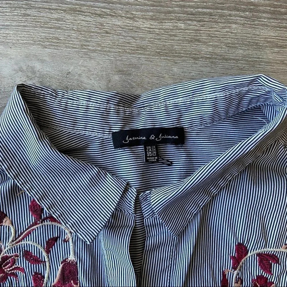 Jasmine & Juliana Striped Bell Sleeve Embroidered  Top - Picture 7 of 16